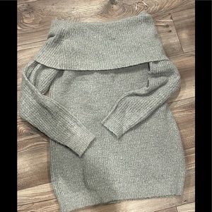 Fuzzy grey Bardot sweater